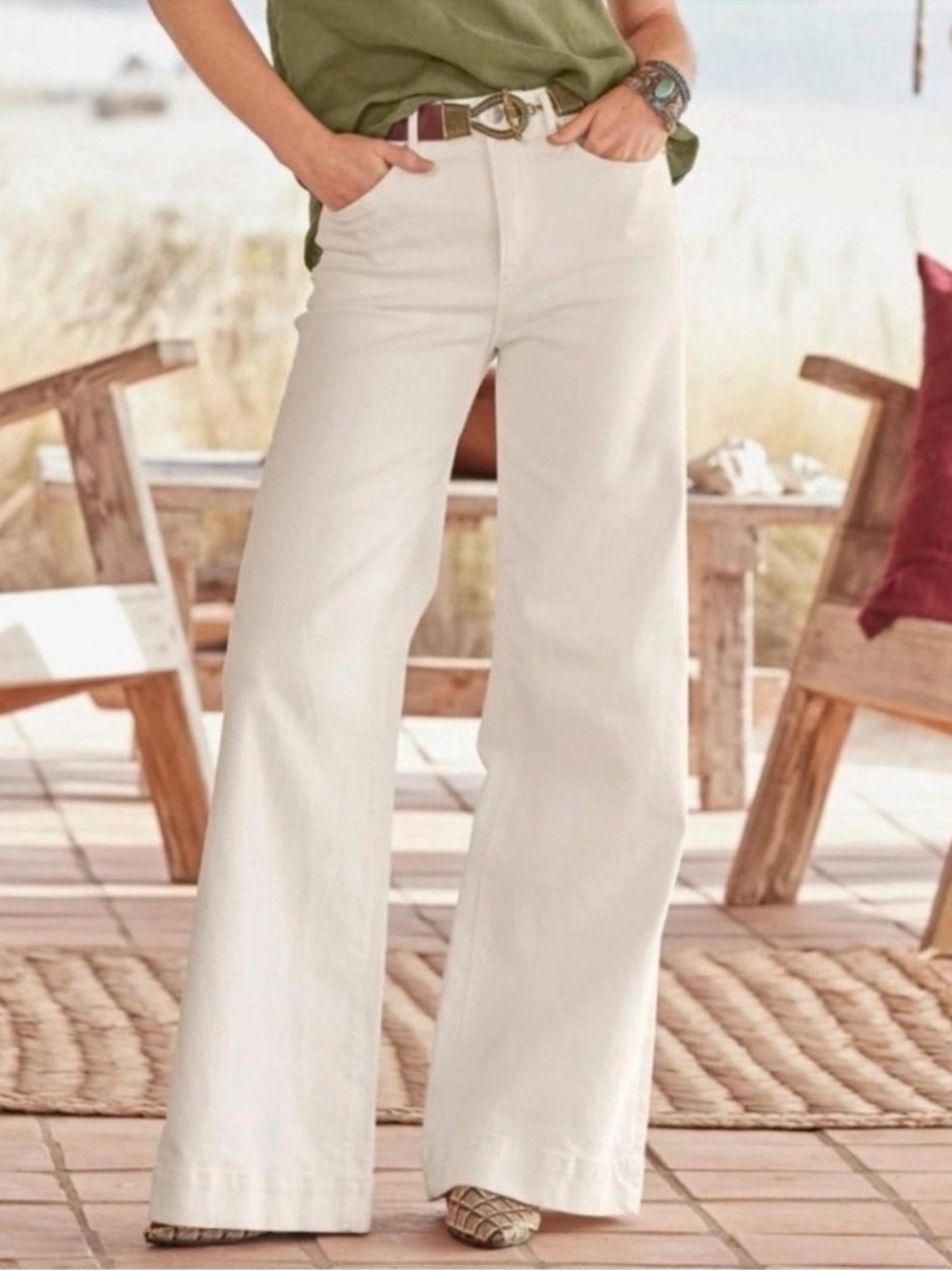 Driftwood Martha White Wide Leg Jeans 27 High Rise Denim Clean Girl Coastal Boho